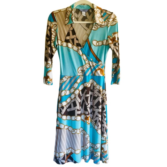 Flora Kung Dresses & Skirts - Flora Kung Silk Chain Print Long Sleeve Dress, Size US 4.